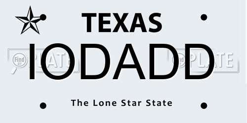 IODADD Texas License Plate