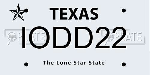 IODD22 Texas License Plate