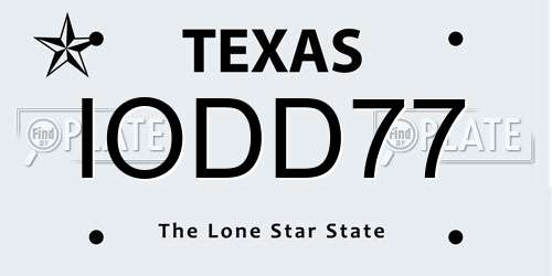 IODD77 Texas License Plate