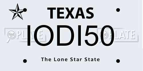IODI50 Texas License Plate