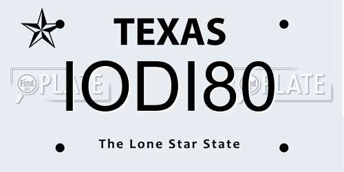 IODI80 Texas License Plate