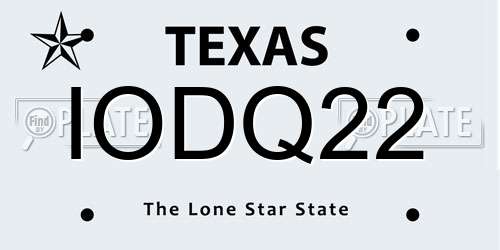 IODQ22 Texas License Plate