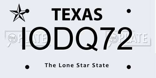 IODQ72 Texas License Plate