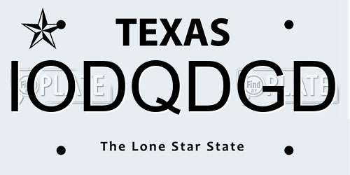 IODQDGD Texas License Plate