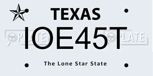 IOE45T Texas License Plate