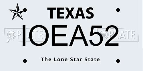 IOEA52 Texas License Plate