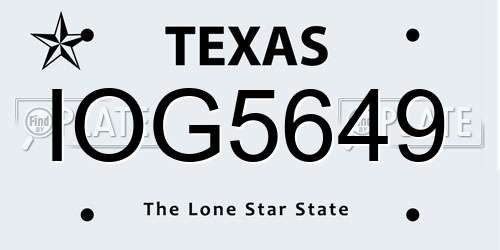 IOG5649 Texas License Plate