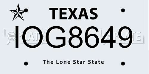 IOG8649 Texas License Plate