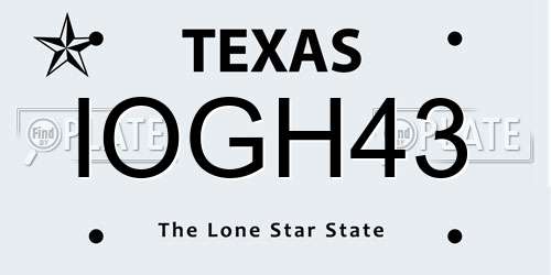 IOGH43 Texas License Plate