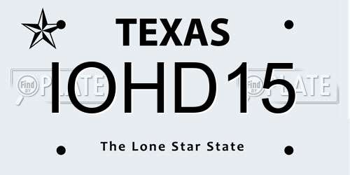 IOHD15 Texas License Plate