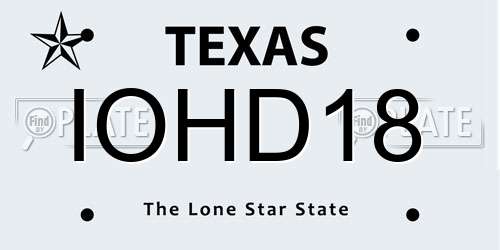 IOHD18 Texas License Plate