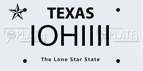 IOHIIII Texas License Plate