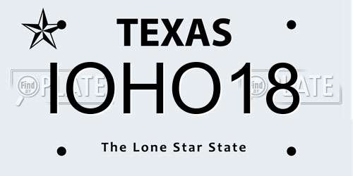 IOHO18 Texas License Plate