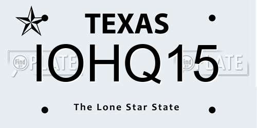 IOHQ15 Texas License Plate