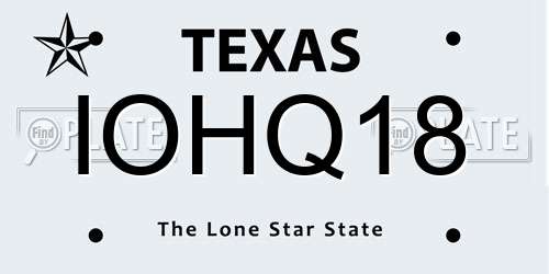 IOHQ18 Texas License Plate
