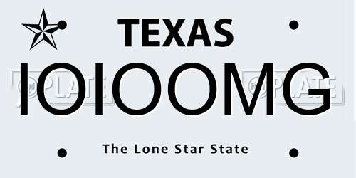 IOIOOMG Texas License Plate