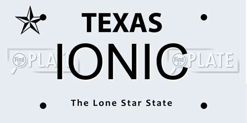 IONIC Texas License Plate