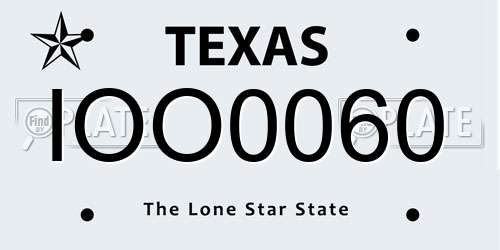 IOO0060 Texas License Plate