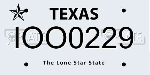IOO0229 Texas License Plate