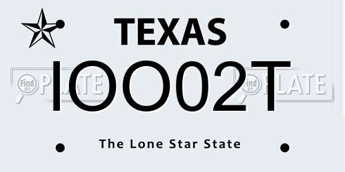 IOO02T Texas License Plate