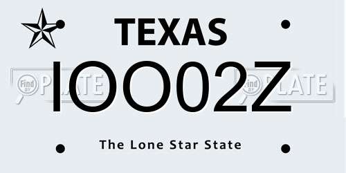 IOO02Z Texas License Plate