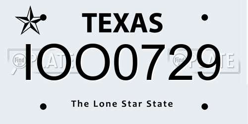 IOO0729 Texas License Plate