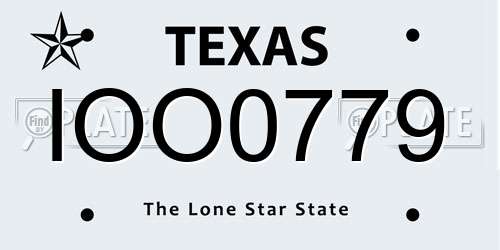 IOO0779 Texas License Plate