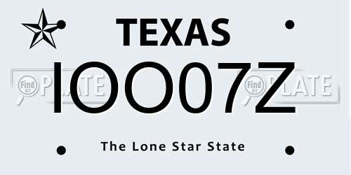 IOO07Z Texas License Plate