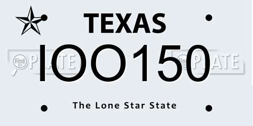 IOO150 Texas License Plate