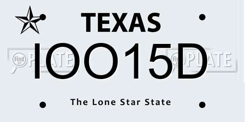 IOO15D Texas License Plate