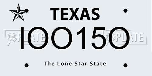 IOO15O Texas License Plate