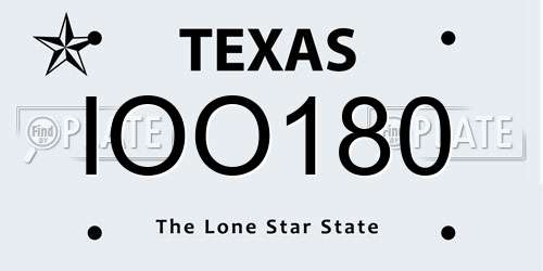 IOO180 Texas License Plate