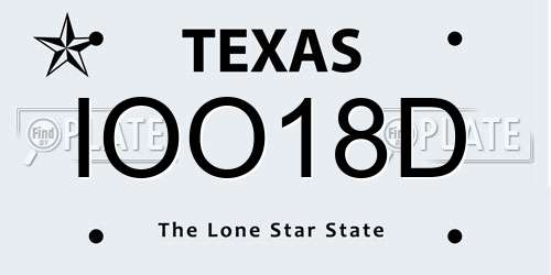 IOO18D Texas License Plate