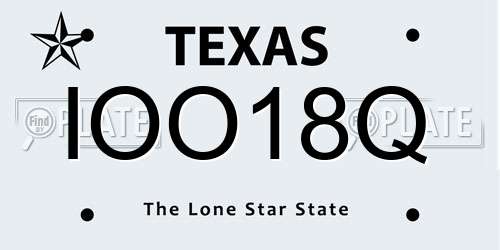 IOO18Q Texas License Plate