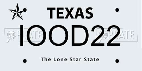 IOOD22 Texas License Plate
