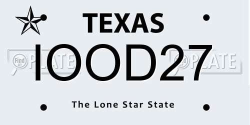 IOOD27 Texas License Plate