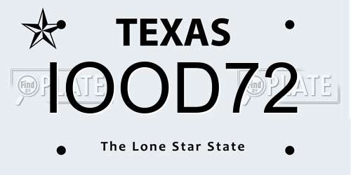 IOOD72 Texas License Plate