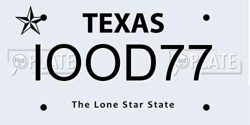 IOOD77 Texas License Plate