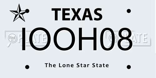 IOOH08 Texas License Plate