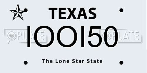 IOOI50 Texas License Plate