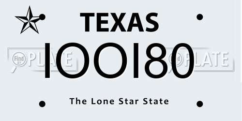 IOOI80 Texas License Plate