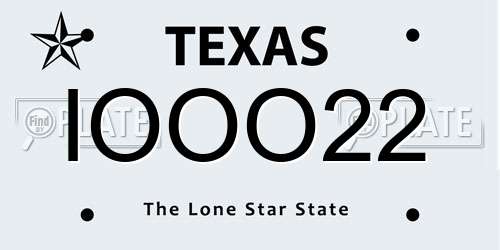 IOOO22 Texas License Plate