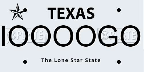 IOOOOGO Texas License Plate