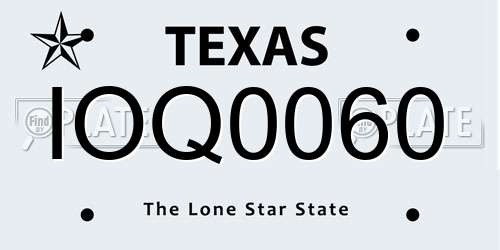 IOQ0060 Texas License Plate
