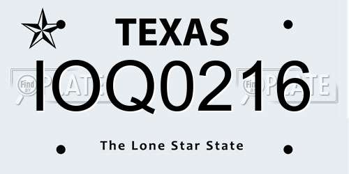 IOQ0216 Texas License Plate