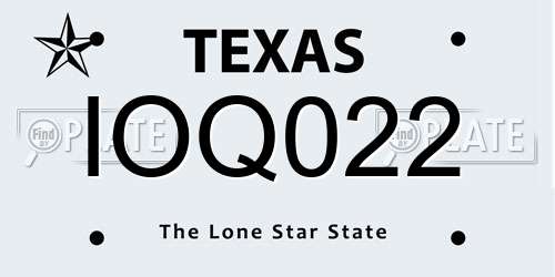 IOQ022 Texas License Plate