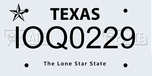 IOQ0229 Texas License Plate
