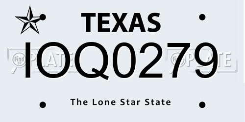 IOQ0279 Texas License Plate