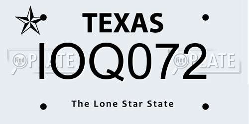 IOQ072 Texas License Plate
