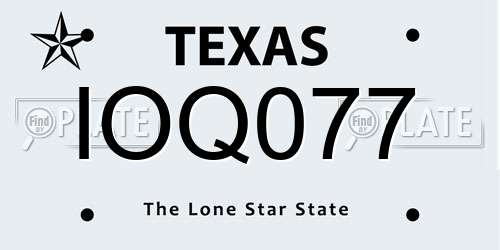 IOQ077 Texas License Plate